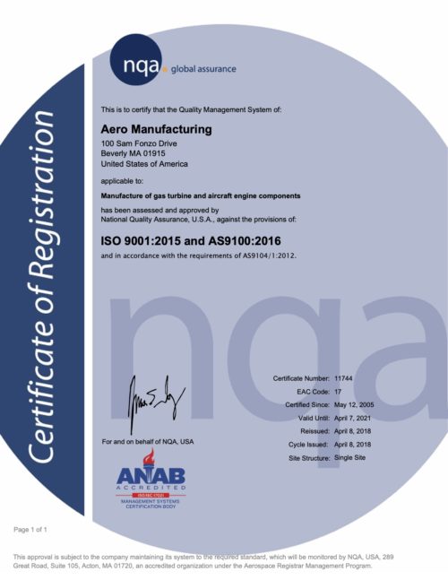NQA Certificate of Registration 2018