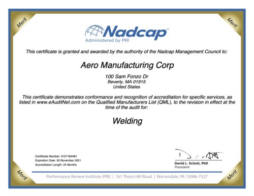 Nadcap Certificate Welding #184481